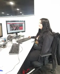 Rebecca Boardman working at her desk